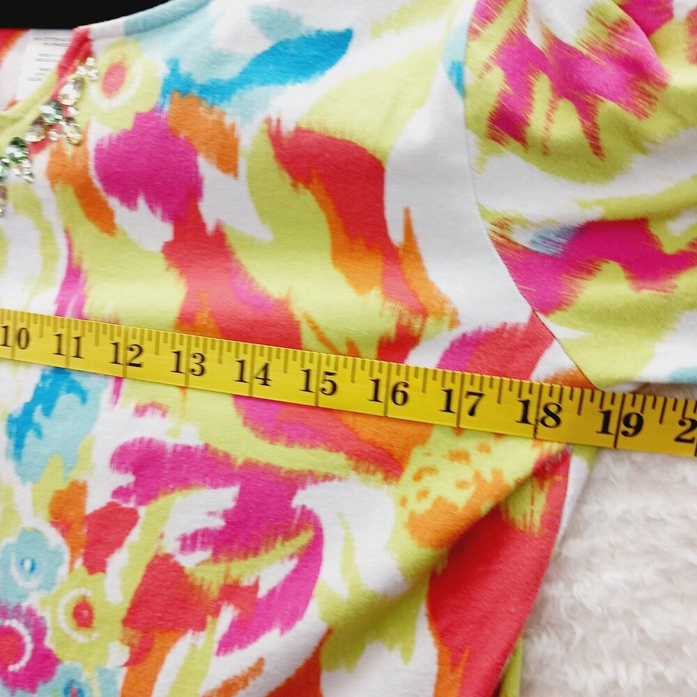 T-Shirt Women Jeweled Floral Bloomcore Whimsycore Dopamine Resort Cruise Size M - Picture 3 of 7
